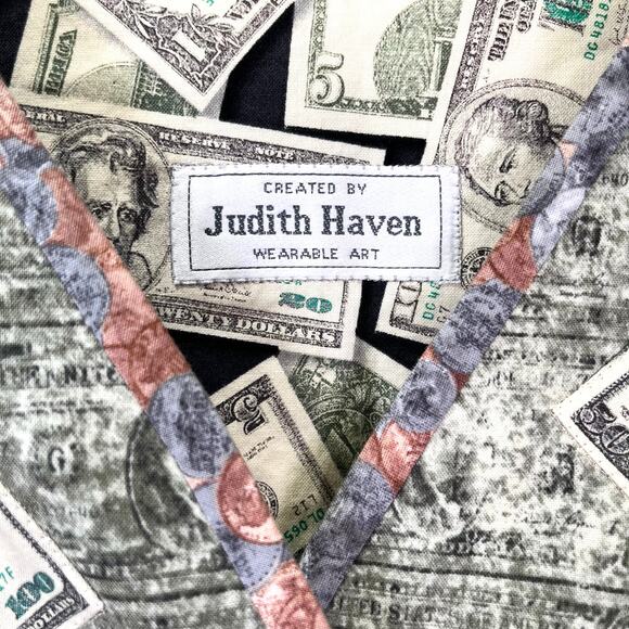 Handmade Money Vest Wearable Art Sz L US Dollar Bills Coins Teacher Accountant - Picture 3 of 9